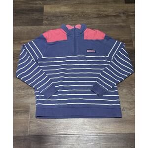 Vineyard Vines Girls 1/4 Zip Pink Pullover Sweatshirt Size XL - Pink & Blue